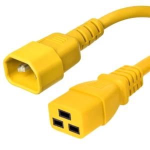 IEC 320 Power Cord C14 to C19 - Yellow 8 ft, 15A/250V 14 AWG - Iron Box IBX-2503 - Picture 1 of 1