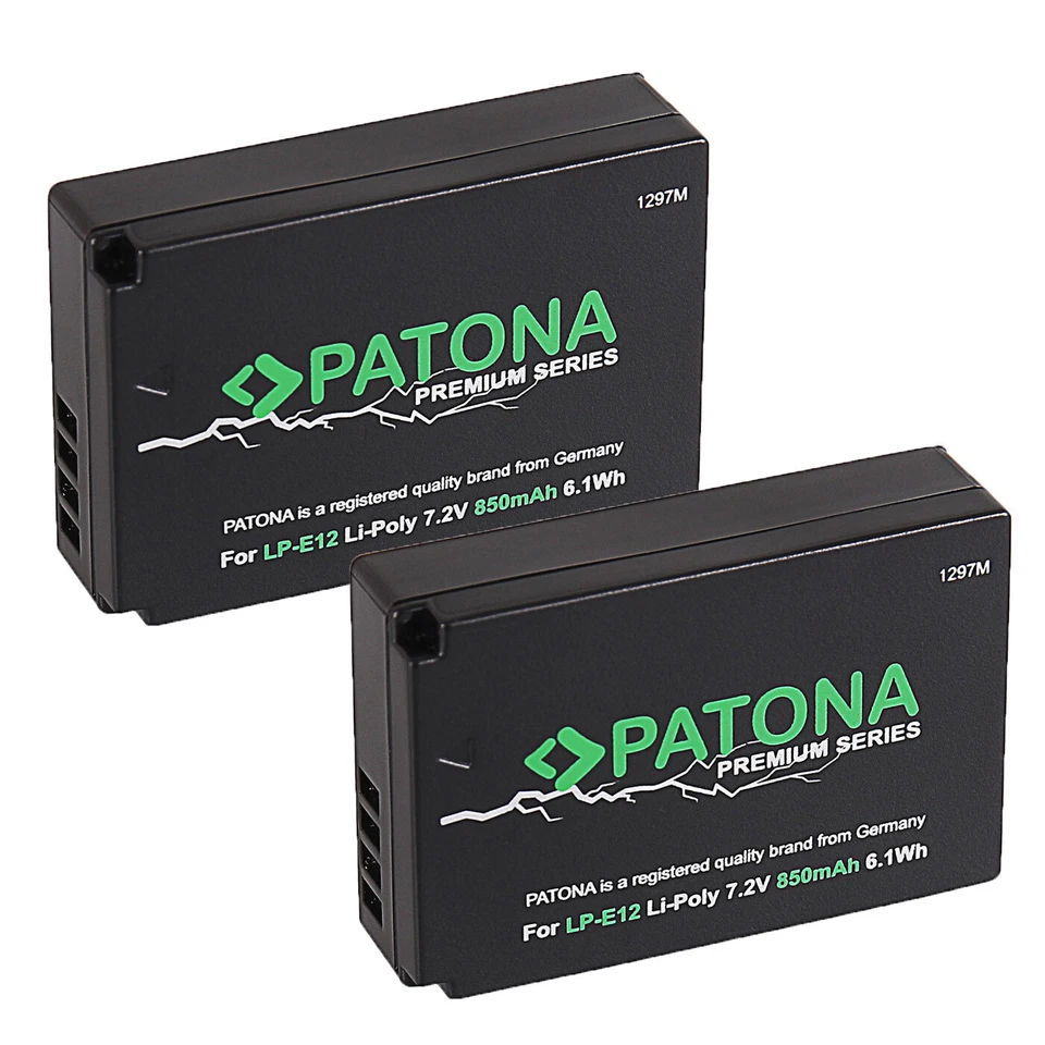 2x Batteria Patona Premium 850mah li-ion per Canon EOS M50,M100,100D,M,M2,M10