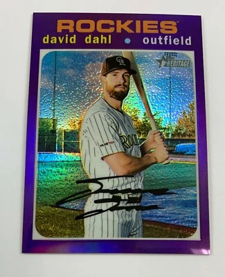2020 Topps Heritage #THC-478 David Dahl Purple Hot Box Refractor Card HB1 - Image 1 of 2