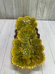 Vtg Czechoslovakian Rectangular Relief Relish Dish Leaf Design #642 11.5" Long - Picture 1 of 7