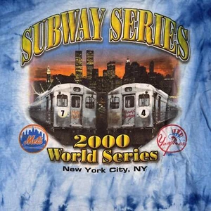 2000 Subway Series Tie Dye XL Mets Yankees World Series Shirt NYC USA Made - Picture 1 of 5