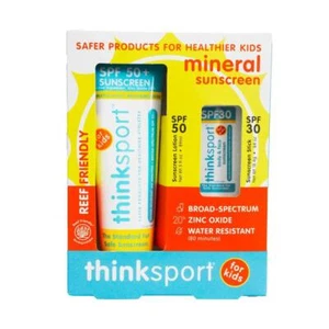 Paquete combinado de protector solar mineral Thinksport Kids - crema solar FPS 50 (3 OZ) y FPS 30 - Imagen 1 de 3