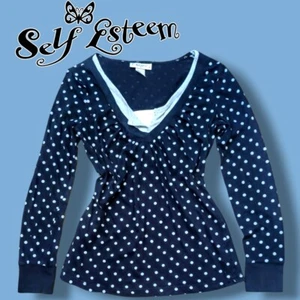 Self Esteem - Vintage 90s Double Inlay Plaket Long-sleeve Blouse -M - Bild 1 von 5