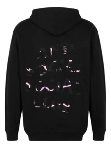 Pullover con capucha negro vista lisa club social anti social para hombre talla grande NUEVO - Imagen 1 de 15