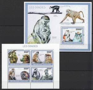 Togo 2010 MNH MS+SS, Monkeys, Wild Animals - Picture 1 of 1