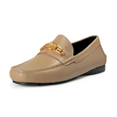 Versace Para hombres Taupe 100% Cuero Dorado Medusa Zapatos Mocasines Zapatos US 9 IT 42 Foto 1 de 4