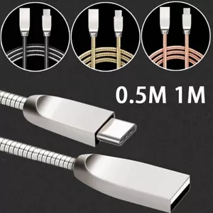 Metal Type C USB-C Fast Charging Data Sync Charger Cable Lead For Phone tablet - Picture 1 of 11