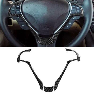 3Pcs For Acura TL 2009-14 Carbon Fiber Interior Steering Wheel Accent Cover Trim - Image 1 of 4