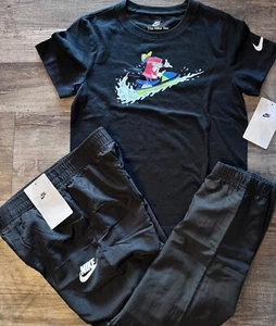 NWT Nike Boys 7 Black/Gray Shoebox Jet Skiing Wind Pants Set Size 7 - Picture 1 of 3