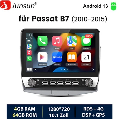 Android 13 Carplay Autoradio Für VW Passat B7 2010-2015 GPS Navi WIFI BT FM 64G - Bild 1 von 4