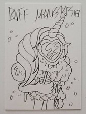 Buff Monster 1/1 Original Sketch Card From Melty Misfits Series 3 Street Artist