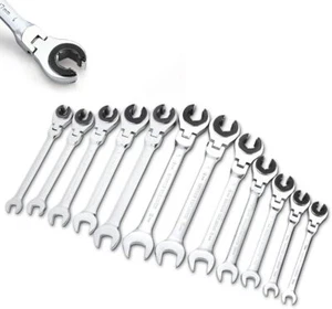 Anbull Ratcheting Wrench Set with Open Flex-head, 12PCS Metric (8-19mm) 72 Teeth - Picture 1 of 7