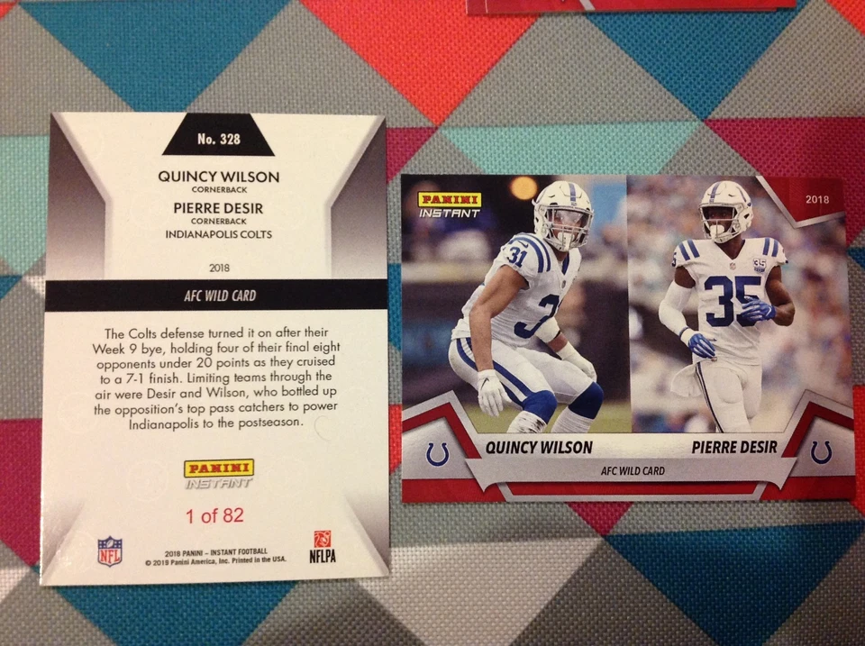 Quincy Wilson / Pierre Desir #328 Colts Red Version Playoffs 2018 Panini Instant - Image 1 of 1