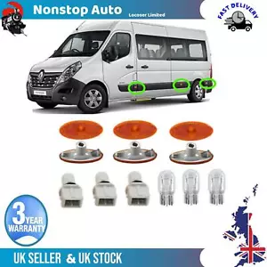 3X PER RENAULT MASTER LAMPADA MARCATORE LATERALE LENTE + PORTA LAMPADINA + LAMPADINA 261B00001R - Foto 1 di 11
