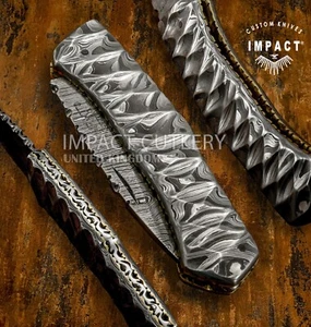 Impact Cutlery Custom Handmade Full Damascus Slip-Joint Folding EDC Pocket Knife - Picture 1 of 16