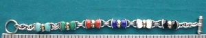 Asch Grossbardt  Sterling/14k Yellow Gold Bracelet with Multi Stone Inlays #1234 - Picture 1 of 8