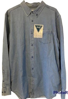 CAMISA CASUAL FIVE FOUR HOMBRE DENIM SÓLIDO MANGA LARGA TALLA XLarge Foto 1 de 4