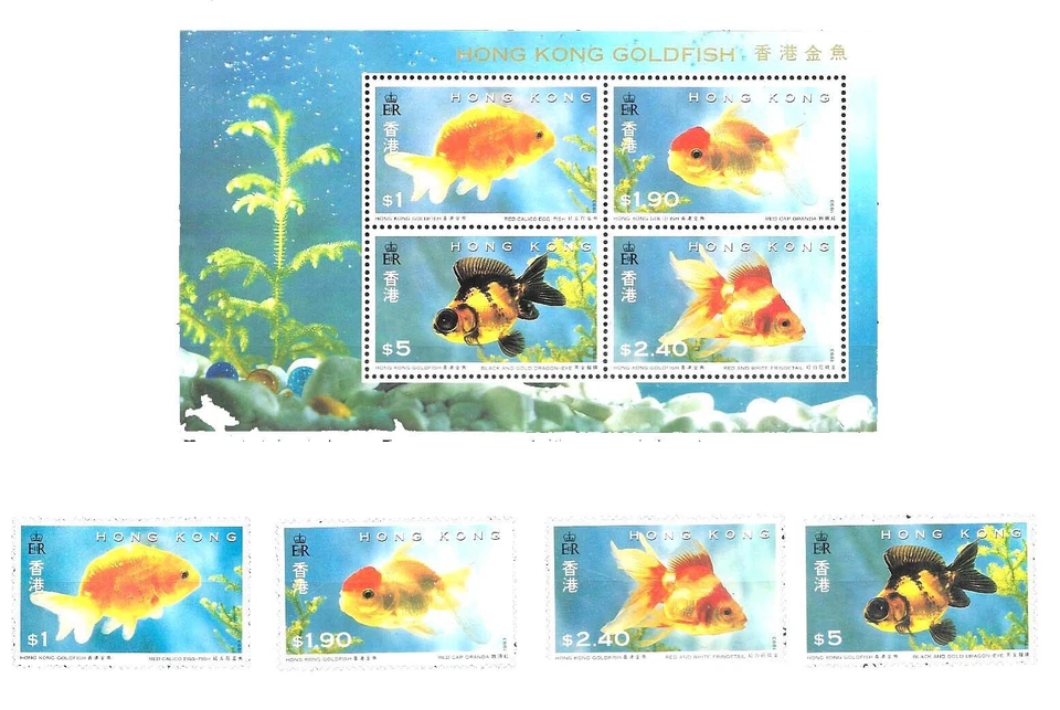 #28042 HONG KONG 1993 FAUNA FISHES MARINE LIFE SET+S/S YV 731-4+BL 29 MNH - Image 1 of 1