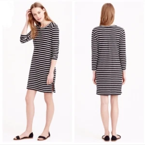 Women's S J. CREW Black & Cream Stripe Double Zipper Dress Sheath - Picture 1 of 8