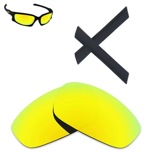 Hawkry Black Earsocks & 24K Gold Replacement Lens for-Oakley Split Jacket - Picture 1 of 4