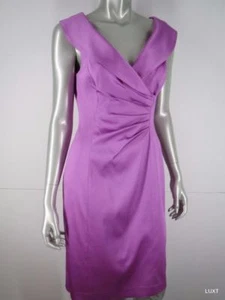 Vestido Kay Unger Vaina Talla 8 M Rosa Satén Torce Frontal Plisado Mangas Gorra Fiesta - Imagen 1 de 12