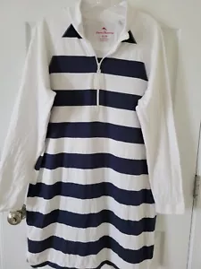 Tommy Bahama Zip Navy/White Striped Long Sleeve Adult Big & Tall Beach Shirt XL - Picture 1 of 7