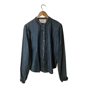 Silvian Heach Womens Blue Denim Blouse Button Tailored fit - Picture 1 of 4