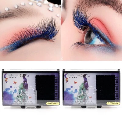 2-Trays Of Self Fanning Volume Eyelash Extensions Individual Lashes, Blue-Black - Image 1 of 4