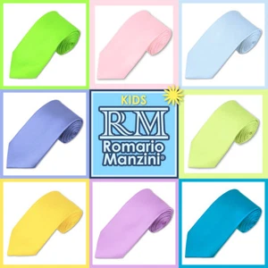Brand New Romario Manzini® Kids Solid Necktie (45 colors) - Picture 1 of 46