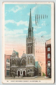 Postkarte Vintage Zion Reformierte Kirche in Allentown, PA. - Bild 1 von 2