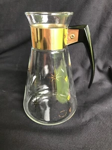 Vtg Mid Century Modern Corning Ware Gold Atomic Starburst Star Coffee Carafe Pot - Picture 1 of 8