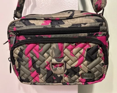 LUG карусель розовый зеленый орхидея камуфляж через плечо выстеганная дорожная сумка RFID сумочка - Изображение 1 из 4