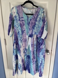 Soft surroundings tunic shift dress V Neck Half Sleeve XS Purple Blue Teal - Picture 1 of 14