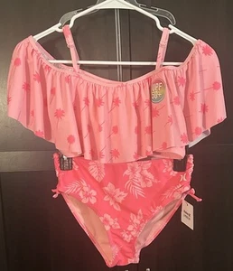 NWT Hurley Girls' Bikini 2-piece Swimsuit Pink Punch UPF50+ Size XL - Picture 1 of 9