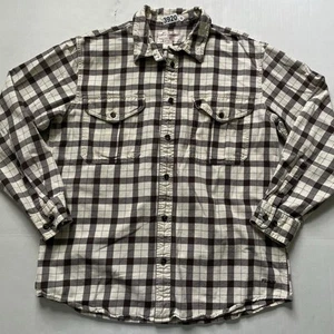 CC Filson Shirt Mens L Cream Brown Windowpane Plaid Heavyweight Button Up - Picture 1 of 7