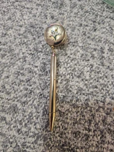 Vintage Silber Floral einziehbare mechanische Blei Bleistift Brosche mit MINE LINKS - Bild 1 von 4