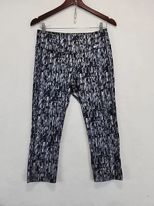 Nike Dri Fit Crop Leggings Women's M Black Gray Power Poly 802905-012 Running - Picture 1 of 13
