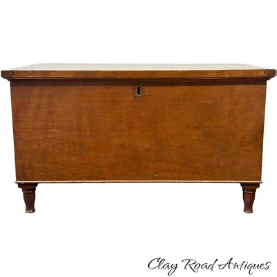 Antiguo cofre manta miniatura Cherry Sheraton años 1830 encajonado 26x14 país Foto 1 de 4