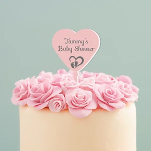 Baby Shower Cake Topper Balloon Shape Cake Gift Star Heart Personalised Name - Picture 1 of 10