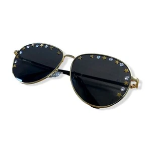 $32 Bari Lynn Girl's Black Gold Crystallized Star Studded Sunglasses - Onesize - Picture 1 of 8