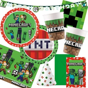 MINECRAFT TNT PIXEL PARTY Geschirr Deko Kindergeburtstag Geburtstag Zocker-Fans - Bild 1 von 18