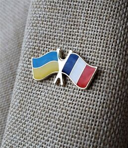 Ukrainian French Flag Ukraine France Lapel Pin Metal badge Support Ukraine