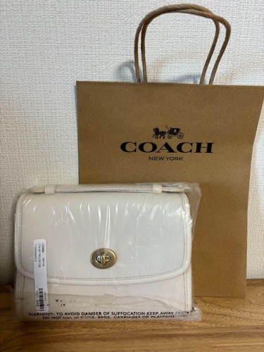 Nuovissima borsa a tracolla Coach Kip Turnlock C3486 bianca vera pelle NUOVA