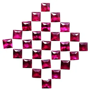 Natural Red Ruby 6 MM Square Cut 25 Pcs Certified Gemstone Lot - Picture 1 of 8