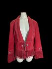 Scully Women’s Fringe Red Suede Leather Jacket large