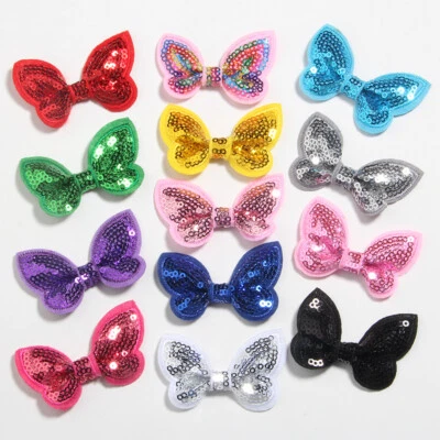 300PCS 2.3" 6CM Mini Sequin Hair Bows For Girls Headband Boutique Butterfly Head - Image 1 of 4