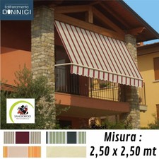 Tenda da sole a caduta 250x250 cm da balcone con bracci e asta vari colori