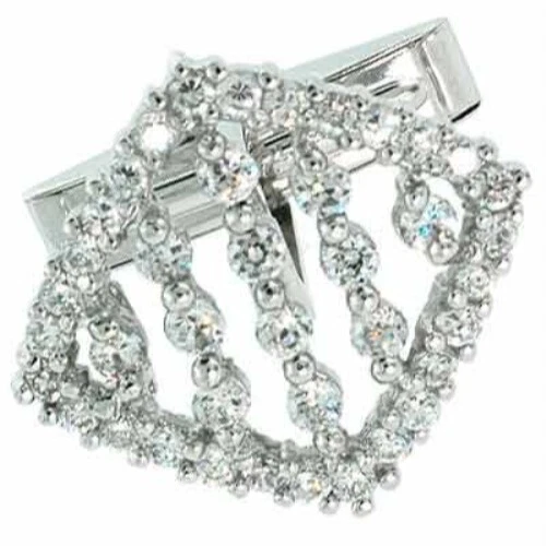 925 Silver CZ Striped CuffLinks - Image 1 of 1