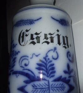 Blue Onion Cruet Vinegar Jar Bottle 1940's Kitchenware - Picture 1 of 8