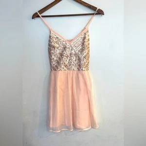 Hollister Damen hellrosa Pailletten ärmellos Minikleid Größe XS NEU - Bild 1 von 6